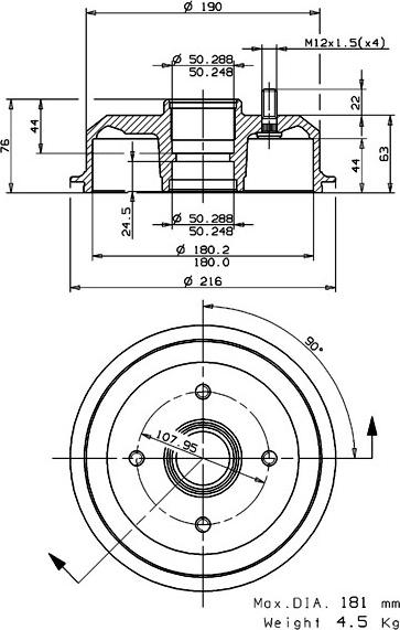 Villar 627.0239 - Тормозной барабан autospares.lv