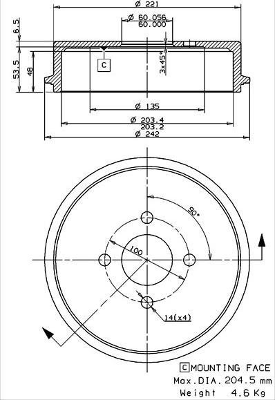 Villar 627.0234 - Тормозной барабан autospares.lv