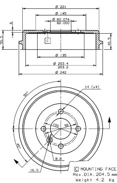 Villar 627.0236 - Тормозной барабан autospares.lv