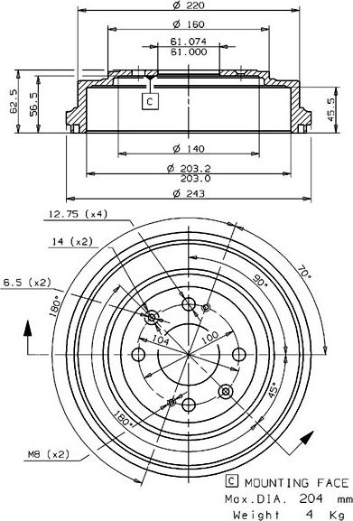 Villar 627.0221 - Тормозной барабан autospares.lv