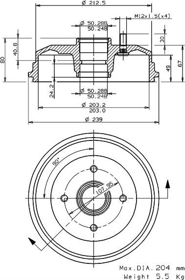 Villar 627.0228 - Тормозной барабан autospares.lv