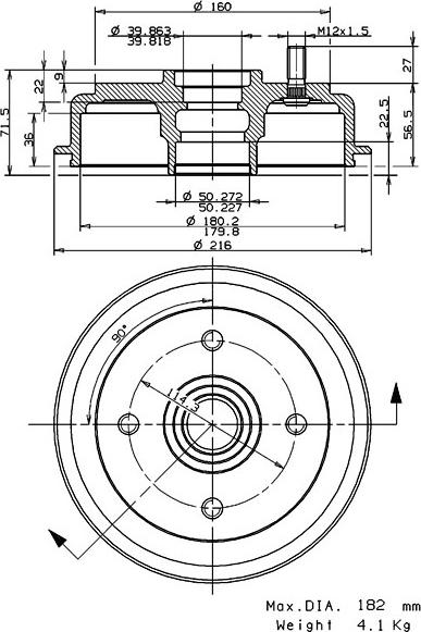 Villar 627.0275 - Тормозной барабан autospares.lv