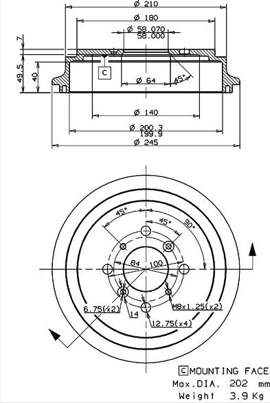 Villar 627.0278 - Тормозной барабан autospares.lv