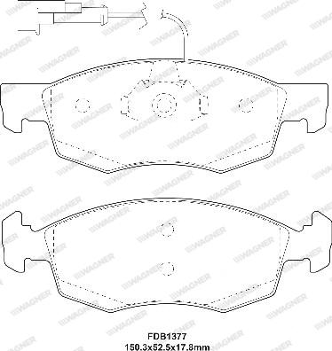 Wagner WBP20907A - Тормозные колодки, дисковые, комплект autospares.lv