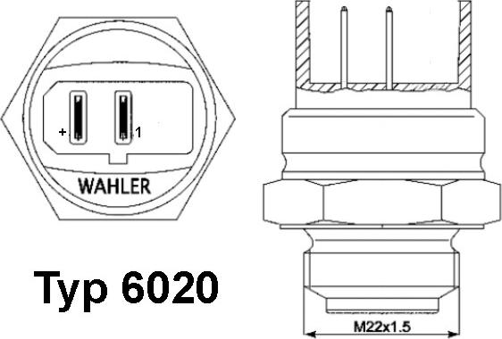 WAHLER 602095D - Термовыключатель, вентилятор радиатора / кондиционера autospares.lv