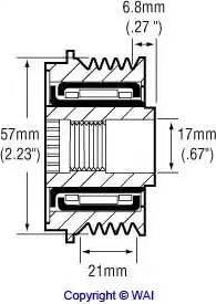 WAI 24-1283-3 - Шкив генератора, муфта autospares.lv