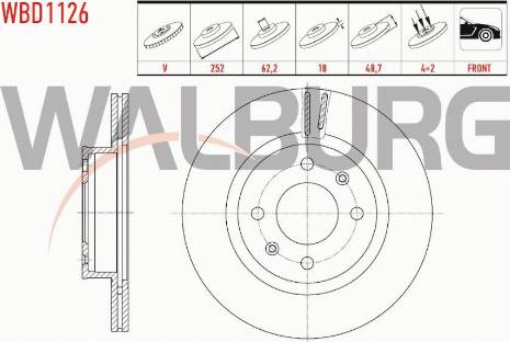 Walburg WBD1126 - Тормозной диск autospares.lv