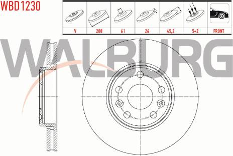 Walburg WBD1230 - Тормозной диск autospares.lv