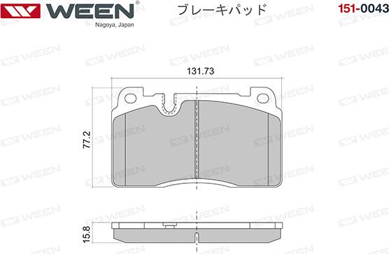 Ween 151-0043 - Тормозные колодки, дисковые, комплект autospares.lv