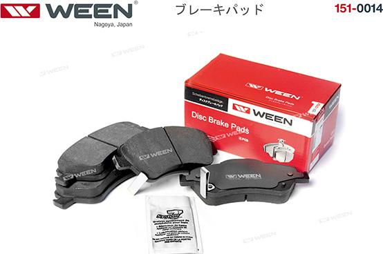 Ween 151-0014 - Тормозные колодки, дисковые, комплект autospares.lv