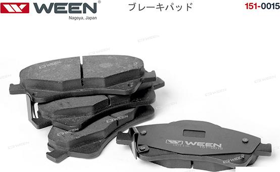 Ween 151-0015 - Тормозные колодки, дисковые, комплект autospares.lv