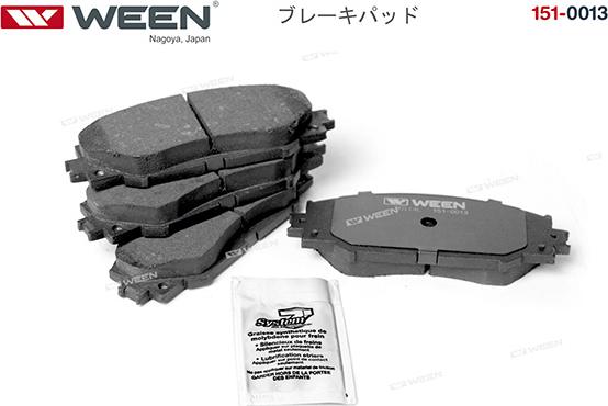 Ween 151-0013 - Тормозные колодки, дисковые, комплект autospares.lv