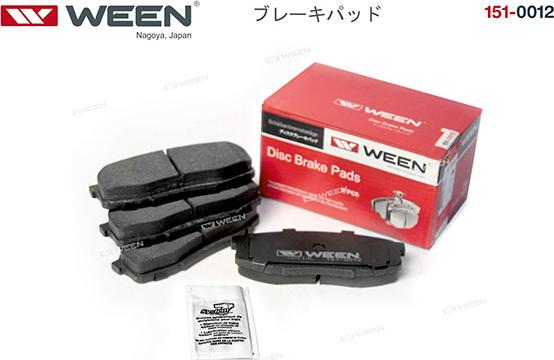 Ween 151-0012 - Тормозные колодки, дисковые, комплект autospares.lv