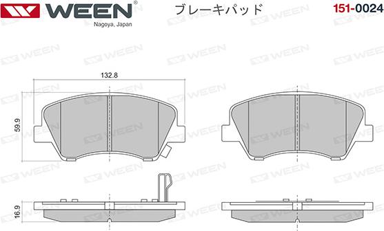 Ween 151-0024 - Тормозные колодки, дисковые, комплект autospares.lv