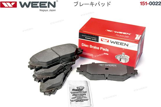 Ween 151-0022 - Тормозные колодки, дисковые, комплект autospares.lv