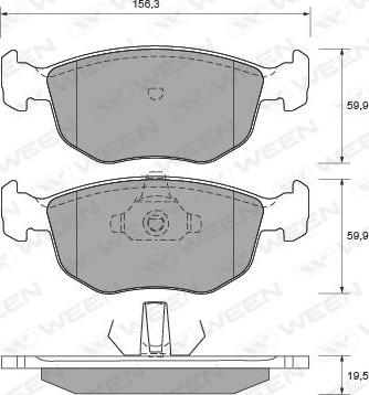 Ween 151-1990 - Тормозные колодки, дисковые, комплект autospares.lv