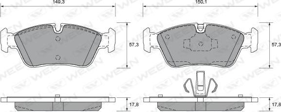 Ween 151-1992 - Тормозные колодки, дисковые, комплект autospares.lv