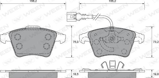 Ween 151-1944 - Тормозные колодки, дисковые, комплект autospares.lv