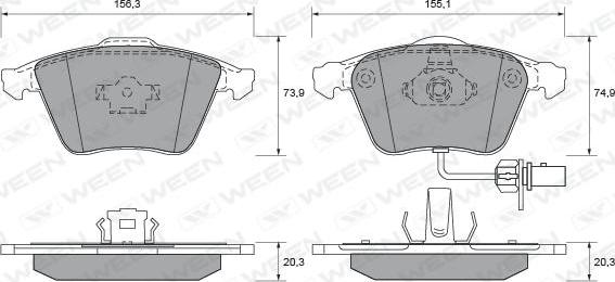 Ween 151-1943 - Тормозные колодки, дисковые, комплект autospares.lv