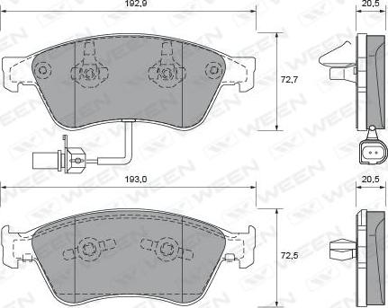 Ween 151-1942 - Тормозные колодки, дисковые, комплект autospares.lv