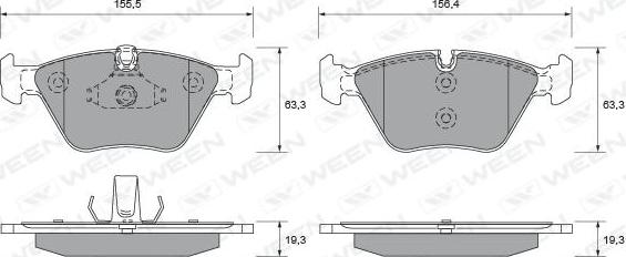 Ween 151-1960 - Тормозные колодки, дисковые, комплект autospares.lv