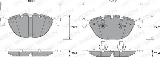 Ween 151-1925 - Тормозные колодки, дисковые, комплект autospares.lv