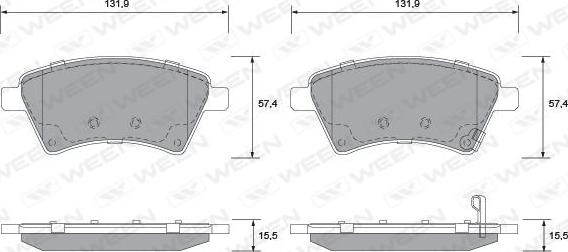 Ween 151-1928 - Тормозные колодки, дисковые, комплект autospares.lv