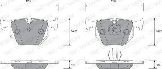 Ween 151-1923 - Тормозные колодки, дисковые, комплект autospares.lv