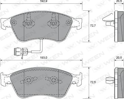 Ween 151-1974 - Тормозные колодки, дисковые, комплект autospares.lv