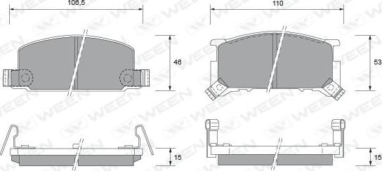 Ween 151-1496 - Тормозные колодки, дисковые, комплект autospares.lv