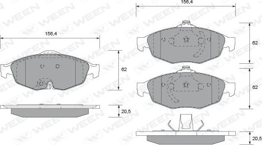 Ween 151-1498 - Тормозные колодки, дисковые, комплект autospares.lv