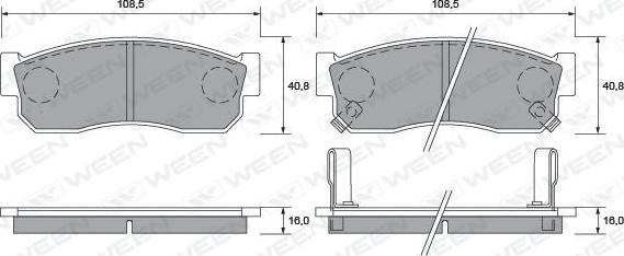 Ween 151-1405 - Тормозные колодки, дисковые, комплект autospares.lv