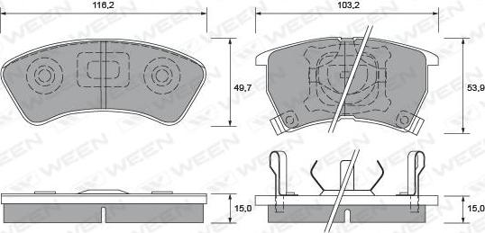 Ween 151-1408 - Тормозные колодки, дисковые, комплект autospares.lv