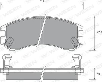 Ween 151-1483 - Тормозные колодки, дисковые, комплект autospares.lv