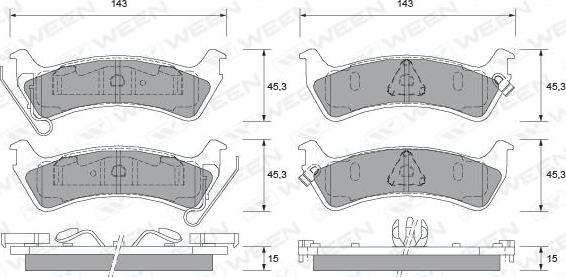 Ween 151-1487 - Тормозные колодки, дисковые, комплект autospares.lv