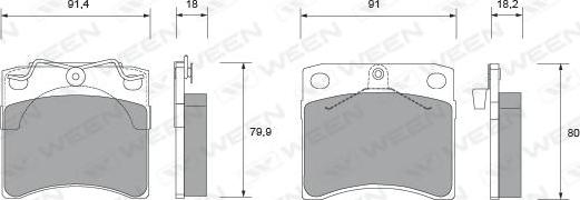 Ween 151-1438 - Тормозные колодки, дисковые, комплект autospares.lv