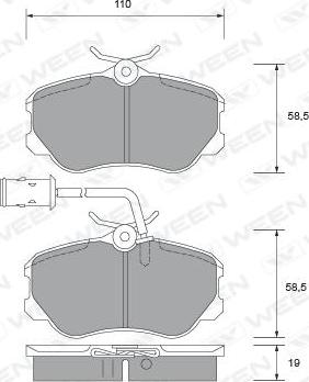 Ween 151-1472 - Тормозные колодки, дисковые, комплект autospares.lv