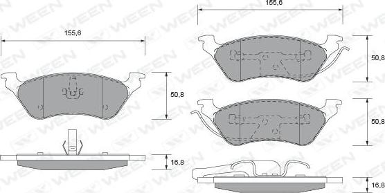 Ween 151-1545 - Тормозные колодки, дисковые, комплект autospares.lv