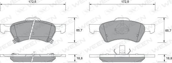 Ween 151-1543 - Тормозные колодки, дисковые, комплект autospares.lv