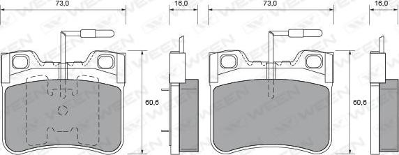 Ween 151-1504 - Тормозные колодки, дисковые, комплект autospares.lv