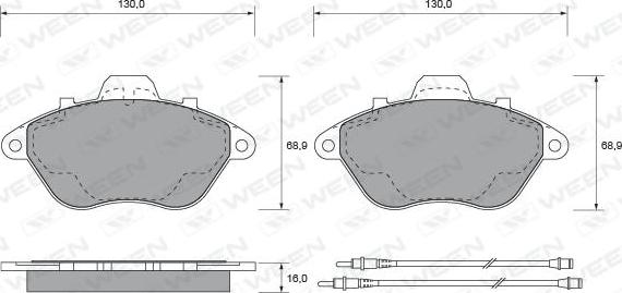 Ween 151-1534 - Тормозные колодки, дисковые, комплект autospares.lv