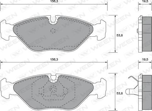 Ween 151-1523 - Тормозные колодки, дисковые, комплект autospares.lv