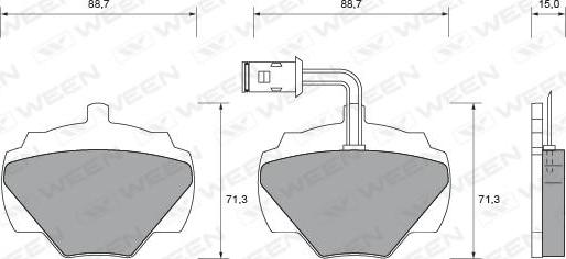 Ween 151-1527 - Тормозные колодки, дисковые, комплект autospares.lv