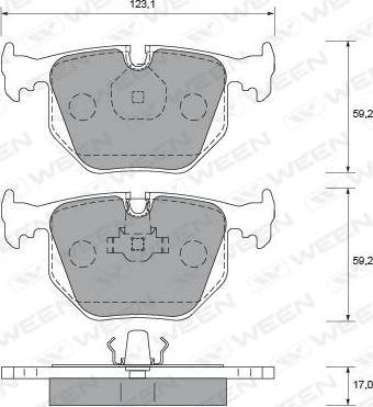 Ween 151-1652 - Тормозные колодки, дисковые, комплект autospares.lv