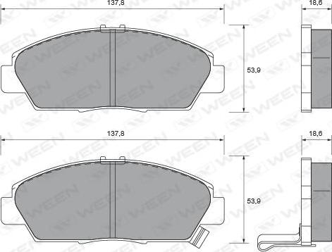 Ween 151-1607 - Тормозные колодки, дисковые, комплект autospares.lv