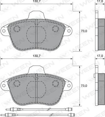 Ween 151-1625 - Тормозные колодки, дисковые, комплект autospares.lv