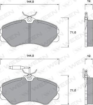 Ween 151-1009 - Тормозные колодки, дисковые, комплект autospares.lv