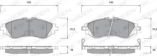 Ween 151-1194 - Тормозные колодки, дисковые, комплект autospares.lv