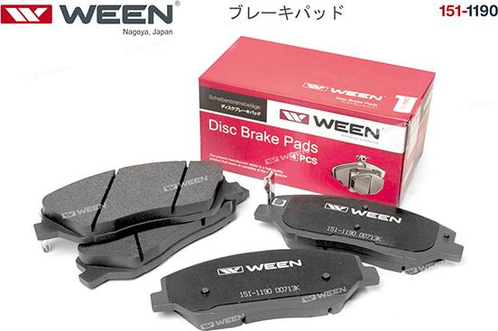 Ween 151-1190 - Тормозные колодки, дисковые, комплект autospares.lv