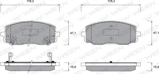 Ween 151-1191 - Тормозные колодки, дисковые, комплект autospares.lv